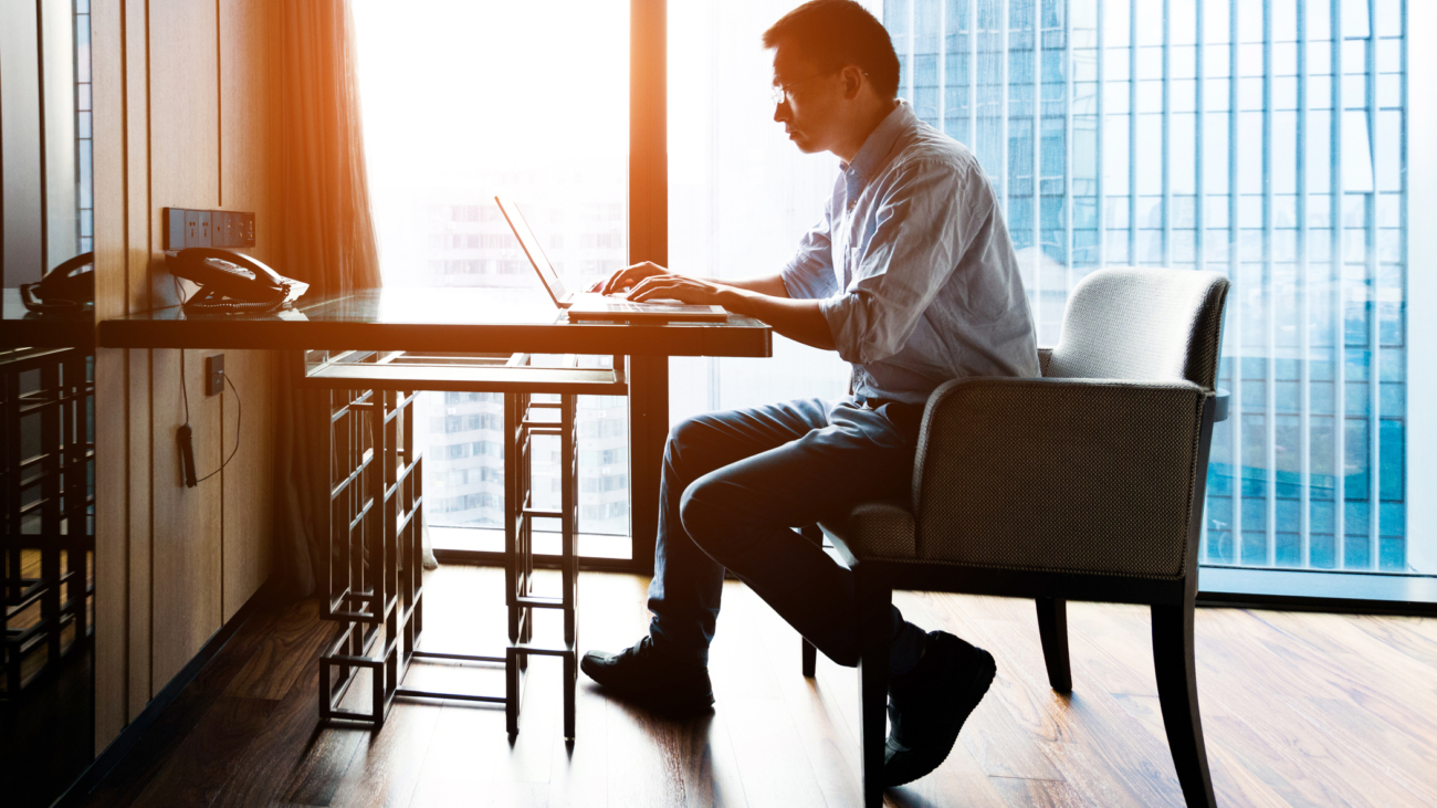 Businessman working on laptop